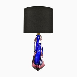 Pink and Blue Sommerso Table Lamp by Seguso Murano