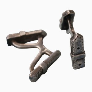 Vintage Silver Cufflinks in Original Box from Hermes