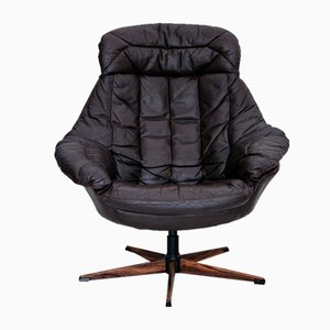 Fauteuil Vintage en Cuir par HWKlein pour Bramin, Danemark, 1970s