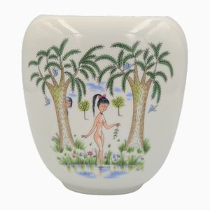 Vaso in porcellana dipinto a mano di Peynet per Rosenthal, anni '50