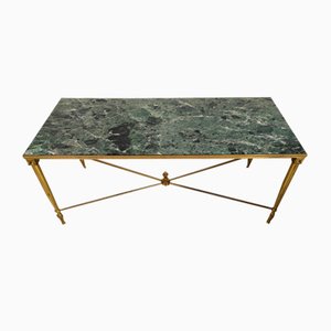 Mesa de centro neoclásica de bronce y mármol, años 50