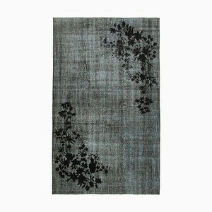 Tapis Vintage en Laine Noire Tissée à la Main