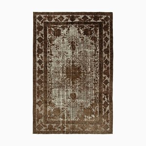 Brown Anatolian Hand Knotted Wool Overdyed Rug, 1960s