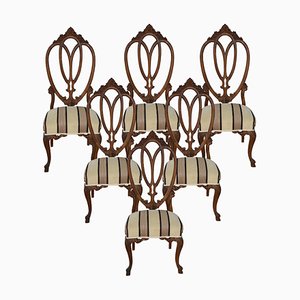 Antike viktorianische Stühle aus Nussholz, 6 . Set