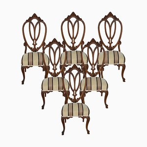 Chaises Victoriennes Antique en Noyer, Set de 6