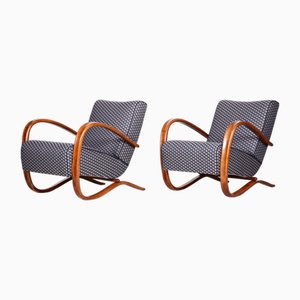 Set of Art Deco Model H-269 Armchairs in Beech attributed to Jindřich Halabala for Up Závody, Former Czechoslovakia, 1930s