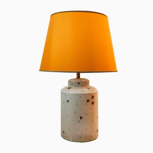 Keramiklampe mit Bienen und ovalem Lampenschirm