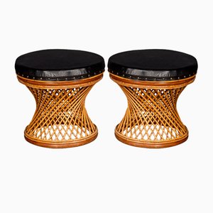 20th Century Bamboo Low Stools, 1960s, Set of 2
