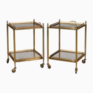 20th Century French Brass and Glass Drinks Trolleys, 1970s, Set of 2