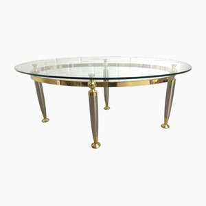 Glass Table with Brass Frame, 1960s