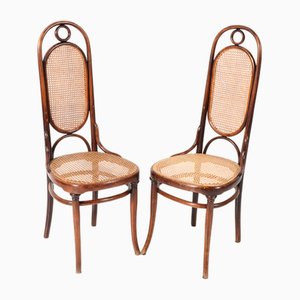 Art Nouveau Model 17 High Back Chairs in Beech by Michael Thonet for Gebrüder Thonet Vienna Gmbh, 1890s, Set of 2