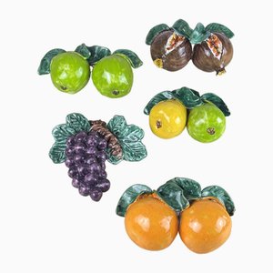 Vintage Italian Glazed Terracotta Fruit, 1980s, Set of 5