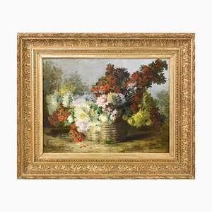 A. Sornay, Chrysanthemums and Daisies, Oil on Canvas, 19th Century, Framed