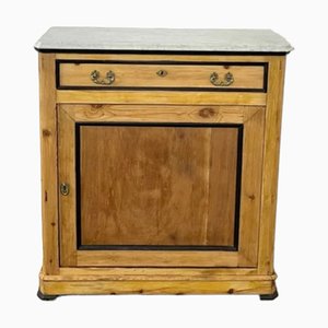 Antique Wooden Entrance Cabinet with White Carrara Marble Top