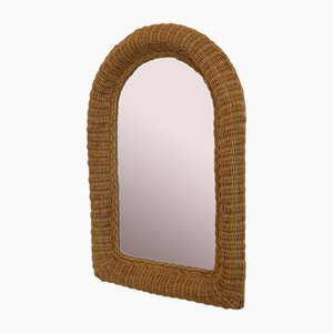 Vintage Mirror in Wicker and Bamboo, 1970s