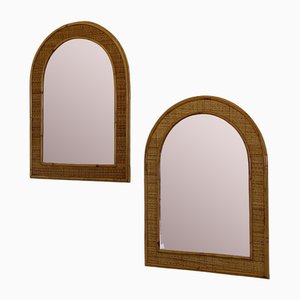 Mirrors in Wicker and Bamboo, 1970s, Set of 2