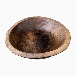 Meiji Era Handcrafted Wooden Dough Bowl, Japan