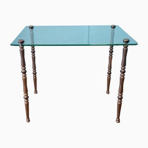 Mid-Century French Brass and Glass Side Table, 1960s