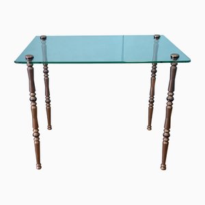 Table d'Appoint Mid-Century en Laiton et Verre, France, 1960s