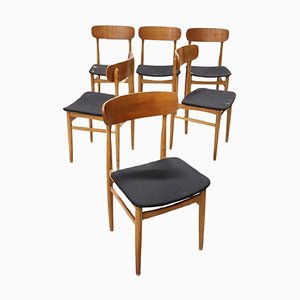 Scandinavian Dining Chairs in Beech, 1960s, Set of 6