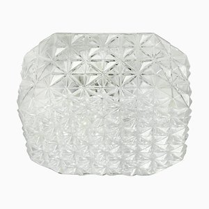 Mid-Century Square Clear Glass Flush Mount