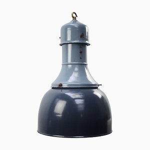 Lampada a sospensione vintage industriale smaltata blu