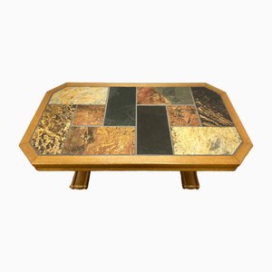 Table Basse Rustique Stone Slabs en Chêne