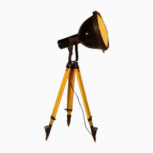 Vintage Tripod Projector Lamp in Wood and Metal