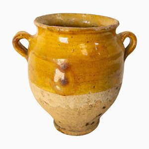 Small French Confit Pot in Yellow Glazed Terracotta, Late 19th Century