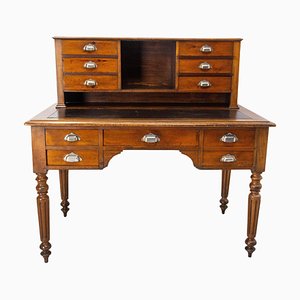 French Louis Philippe Walnut Desk with Leather Top, 19th Century