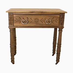 19th Century French Writing Table on Wheels in Carved Walnut, 1880s