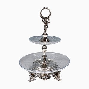 Étagère de Table Art Nouveau en Argent et Verre par Würbel & Szokally, 1890s