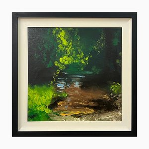 Colin Halliday, English River Landscape, Oil Painting, 2008, Framed