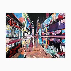 Angela Wakefield Times Square Reflexiones de la ciudad de Nueva York después de la lluvia II de British Urban Artist, 2023