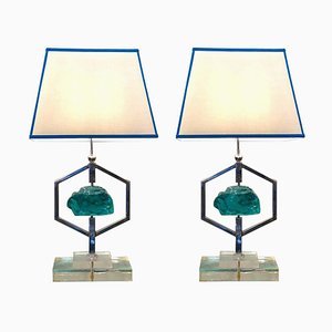Max Ingrand zugeschriebene Mid-Century Tischlampen für Fontana Arte, 1960er, 2er Set