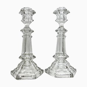Candelabros de cristal de Val Saint Lambert, Bélgica, década de 1900. Juego de 2