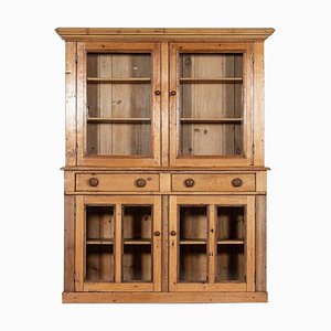 19th Century English Pine Glazed Housekeepers Cabinet, 1880s