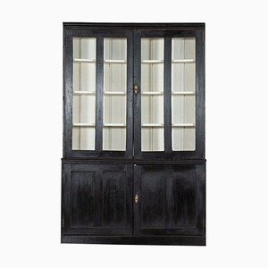 19th Century English Ebonised Glazed Oak Housekeepers Cupboard, 1880s