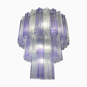 Italian Ametista and Ice Glass Chandelier by Valentina Planta