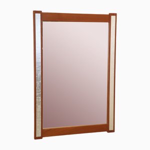 Teak Mirror with Silver-Colored Details