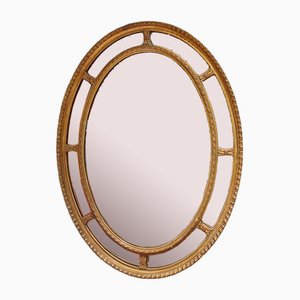 Espejo de pared victoriano de madera dorada y gesso