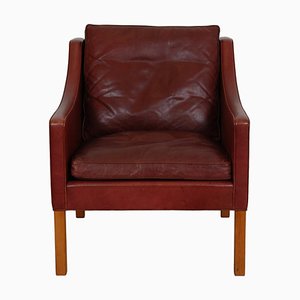 Fauteuil Modèle 2207 en Cuir Anilin Rouge par Børge Mogensen, Inde, 1990s