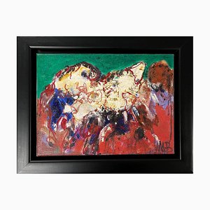 Mogens Balle, Composición abstracta, óleo sobre lienzo, enmarcado