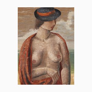 Kai Trier, Dama con sombrero, óleo sobre lienzo