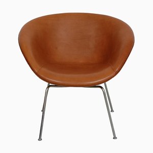 Pot Chair in Cognav Leather by Arne Jacobsen, 1980s