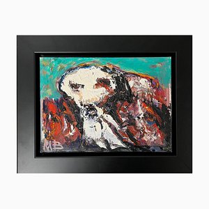 Mogens Balle, Composición abstracta, óleo sobre lienzo, enmarcado