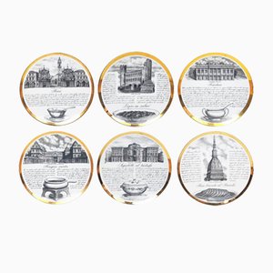 Decorative Plates Torinese Specialty by P. Fornasetti for Fiat, 1960s, Set of 6