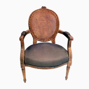 Louis XVI Style French Chair with Arms and Back in Vienna Straw, 1950