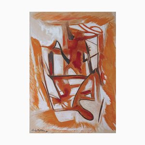 Giorgio Lo Fermo, Composición abstracta naranja, óleo sobre lienzo, 2021