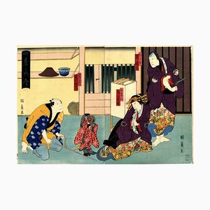 Kunikazu Utagawa, La foglia d'inverno, Dittico xilografico, metà XIX secolo
